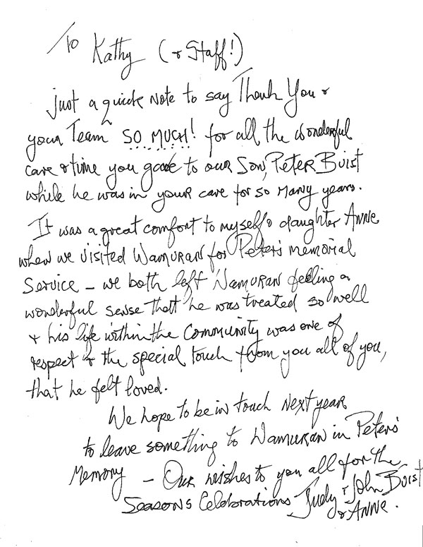  Lovely Card From The Buist Family